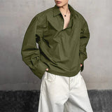 AIDASE  -  Men Shirt Lapel Long Sleeve Button Loose Casual Men Clothing Streetwear Korean Style Fashion Tops Male Shirts S-5XL aidase-shop