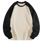 AIDASE  -  Men's Hoodless Sweater Raglan Sleeves Round Leadercolor Matching Plus Size Sweater Bottoming Shirt U of I Sweatshirt aidase-shop