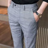 Aidase Slim Fit Social Man Suits Pants Tailoring Business Tressed Elastic Stretch Trousers for Men Dress Chinese Homme Summer Up