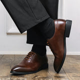 AIDASE  -  Rubber Quality Anti Slip Wear-resistant Sole Men Leather Shoes Fashionable Breathable Low Top Business Office Formal Shoes aidase-shop
