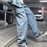 idase Cargo Jeans Men Wide Leg Denim Pants  Autumn Loose Straight Baggy Men's Jeans Hip Hop Streetwear Skateboard Neutral Denim