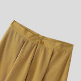 AIDASE  -  Men Corduroy Pants Solid Color Button Joggers Loose Wide Leg Trousers Men Streetwear 2025 Fashion Casual Male Long Pants aidase-shop
