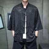 AIDASE  -  Chinese Style Thin Light Luxury Retro Men National Trend Large Size Loose Ice Silk Shirt Men's Jacquard Fashion Trend Tang Suit aidase-shop