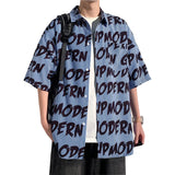 Aidase Summer Men Letter Printed Shirts Hawaiian Loose Shirts Short Sleeve Beach Loose Tops Blouse Streetwear Dress Clothing aidase-shop