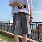 AIDASE  -  Casual Summer Lightweight Men's Beach Shorts Business Trousers Thin Style Five-piece Pants Straight Leg Loose Fit Suit Pants aidase-shop