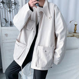 AIDASE  -  American New Simple Workwear Black Jacket Men Trendy Handsome Loose Korean Streetwear Versatile Large Size Student Jacket aidase-shop
