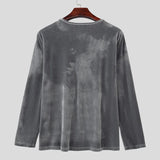 AIDASE  -  Men T Shirt Solid Color V Neck Long Sleeve Velour Casual Male Tee Tops Streetwear 2025 Loose Fashion Men Clothing S-3XL aidase-shop