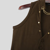 AIDASE  -  Men Vests Solid Color V Neck Sleeveless Button Leisure Male Waistcoats Streetwear Fashion Casual Vests Men S-3XL aidase-shop