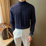 AIDASE  -  Mr. NR Briti Sle  Color f High Collar Knitted Long Sve Wave Pattern Elastic Base irt Sweater for Men Casual aidase-shop