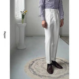 AIDASE  -  British Style Men's Youth Spring Summer Naples Tailored Pants High Waist Straight Leg Trousers Paris Button Fashionable Long Pan aidase-shop