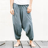 AIDASE  -  Linen Casual Trousers Men's Japanese Wide-leg Pants Summer Cotton Linen Loose Bloomers Large Size Indian Meditation Pocket Pants aidase-shop