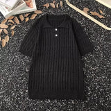 AIDASE  -  American Style Knitted Polo Shirt Short Sleeve Loose Casual Summer T-Shirt for Men Trendy Korean Brand Versatile Top aidase-shop