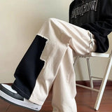 AIDASE  -  Men in Spring and Summer American Fashion Brand High Street Puppets Spliced contrasting Color Loose Straight Casual Trousers aidase-shop