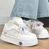 AIDASE  -  Women Spring Summer Mesh White Sneakers Women Platform Casual Shoes Breathable Fashion Ins Trend Skate Shoes Thick Sole aidase-shop