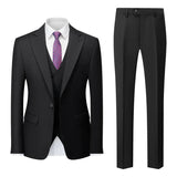 AIDASE  -  Korean-Style Slim-Fit Solid Color Suit Three-Piece Men's Wedding Dress Best Man Suit Business Career Ceremonial Clothing aidase-shop