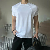 AIDASE  -  Muscle-Building Boxy ort-Sve T-irt for Men American Sle Small Collar Fitn Decosition f Sve aidase-shop