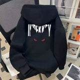 AIDASE  -  American Sle Demon Eye Print Hoodie Sweatirt Trendy High Street Autumn Winter Casual Loose Fit ex Cotton Polyester aidase-shop