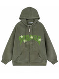 Aidase Autumn Men's Goth Corduroy Zip Up Hoodies Hip Hop Fashion Foam Print Jacket Women's Y2K Vintage Streetwear Hoody Sweatshirts aidase-shop