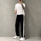 AIDASE  -  Autumn New Style Jeans Men's Trendy Loose Side Strip Webbing Straight Pants for Youth Versatile Washing Wide-leg aidase-shop