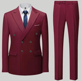 Aidase  Fashion New Men's Casual Boutique Double Breasted Suit Trousers / Man's Business Suit Jacket Blazers Coat Pants 2 Pcs Set aidase-shop