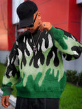 Aidase Fire Flame Graphic Y2K Aesthetic Sweater