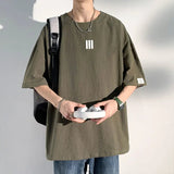 AIDASE  -  Summer Pattern Printing Solid Color T-shirt Trend Cotton Linen Round Neck Short-sleeved Loose Breathable Couple Models TEE aidase-shop