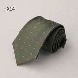 AIDASE  -  New Trendy Men's Silk Ties Jacquard Dot Floral Necktie 8cm Brown Green Neck Tie Daily Wear Shirt Suit Cravat Wedding Groom Gift aidase-shop