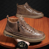 AIDASE  -  Casual Ankle Boots Male Sneakers New Men Boots Winter High Top Leather Shoes Fashion Cotton Shoes Fashion Business Outdoor Shoes aidase-shop