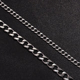 AIDASE  -  Stainless Steel Cuban Chain Bracelet Set Silver Color Titanium Steel MenBracelet Fashion Jewelry Trend Accessories Men Gift aidase-shop