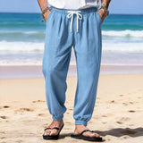 AIDASE  -  Men's Lightweight Textured Beach Pants Drawstring Waist Jogger Trousers Casual Loose Fit Summer Bot for Vaion aidase-shop