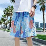 AIDASE  -  Ice Silk Five-Quarter Men's Shorts Digital Print Cooling Holiday Dopaamine Hong Kong Style Summer Casual Straight Leg Pants aidase-shop