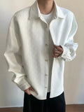 AIDASE  -  Trendy Men's Jacquard Textured Shirt Tops Spring Autumn Outdoor Casual Buttoned Lapel Cardigans Men Stylish Solid Color Shirts aidase-shop