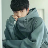 29.93Aidase Autumn Turtleneck Fleece Hoodies Men New High Street Oversize Pullover Hoodie Unisex Y2K Vintage Hooded Sweatshirts Clothes aidase-shop