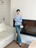 AIDASE  -  Women V-Neck Slim Fit Off Shoulder Pullovers Spring Autumn Hollow Out Backless Knit Sweater Top Slim Sexy Knitwear Top aidase-shop