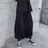 AIDASE  -  Summer New Men's Solid Color Wide-Leg Lantern Skirt Pants Retro Fashion Trend Casual Simple Loose Breathable Niche Men's Bottoms aidase-shop
