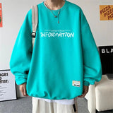 AIDASE  -  Spring Autumn Fashion Fleece Letter Print Sweatshirt Man Harajuku Oversized Male Clothes Pullovers Tops Long Sleeve Streetwear aidase-shop