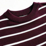 AIDASE  -  Retro Striped Knit T-Shirt Men Crew Neck Short Sleeve Soft Viscose Slim Fit Vintage Basic Casual Summer Top For Mature Gentlemen aidase-shop