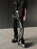AIDASE  -  American Retro High-End PU Leather Casual Pants Men's Niche Design Loose Wide Leg Versatile Long Trousers aidase-shop