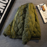 AIDASE  -  Fashionable Men's Winter Cotton Jacket Diamond Patterned Warm Casual Baseball Style Coat Stylish Retro Japanese Trend aidase-shop