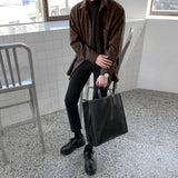 AIDASE  -  Winter Thick Woolen Plaid Shirt Men's Casual Loose Korean Elegant Woolen Long Sleeved Shirt Vintage Warm Lapel Button Jacket aidase-shop