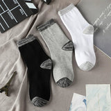 AIDASE  -  6 Pairs/lot Men's Sports Socks Autumn Winter 100% Cotton Running Black Sports Hiking Socks Black White Gray Male Long Tube Socks aidase-shop