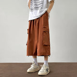 AIDASE  -  Japanese Fashion Multi-pocket Cargo Shorts Men Korean Style Trendy Summer Casual Loose Washed Straight Cropped Pants Aesthetic aidase-shop