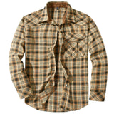 AIDASE  -  Men's Large Size Plaid Flannel Shirt Vintage Pearl Button Western Style Long Sleeve Shirt Checkered Patterned Menswear aidase-shop