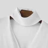 AIDASE  -  Tops American Style Sexy Men's Deconstruction Design Solid V-neck Shirts Casual Clubwear Long Sleeved Blouse S-5XL aidase-shop