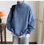 AIDASE  -  Men's High Ne Knitted Sweater Pure Color Loose Fit Winter Warm Trendy Hong Kong Sle Underwear Casual Long Sve Top aidase-shop