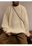 AIDASE  -  Casual Men Knitwear Sweater Square Block Jacquard Patchwork Design Long Sleeve Round Neck Solid Color Pullovers 21E7644 aidase-shop