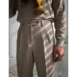 AIDASE  -  Khaki Retro Faionable Woolen Casual Pants Drapey Straight Leg Long Busin Casual Trousers for Autumn Winter aidase-shop