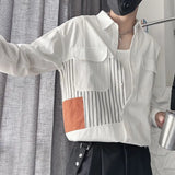 Aidase Striped Patchwork Handsome Shirt Men's New Fashionable Casual Long Sleeved Shirt Trendy Thin Top