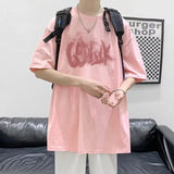 AIDASE  -  Fashion Loose Printed Letter Casual T-Shirts Men Clothing Summer New Oversized All-match Tops Korean Short Sleeve Tee Shirt aidase-shop