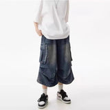 AIDASE  -  Summer Men's Multi-Pocket Solid Color Seven-Point Jeans American Retro Fashion Trend Street Hip-Hop Casual Loose Men's Bottoms aidase-shop
